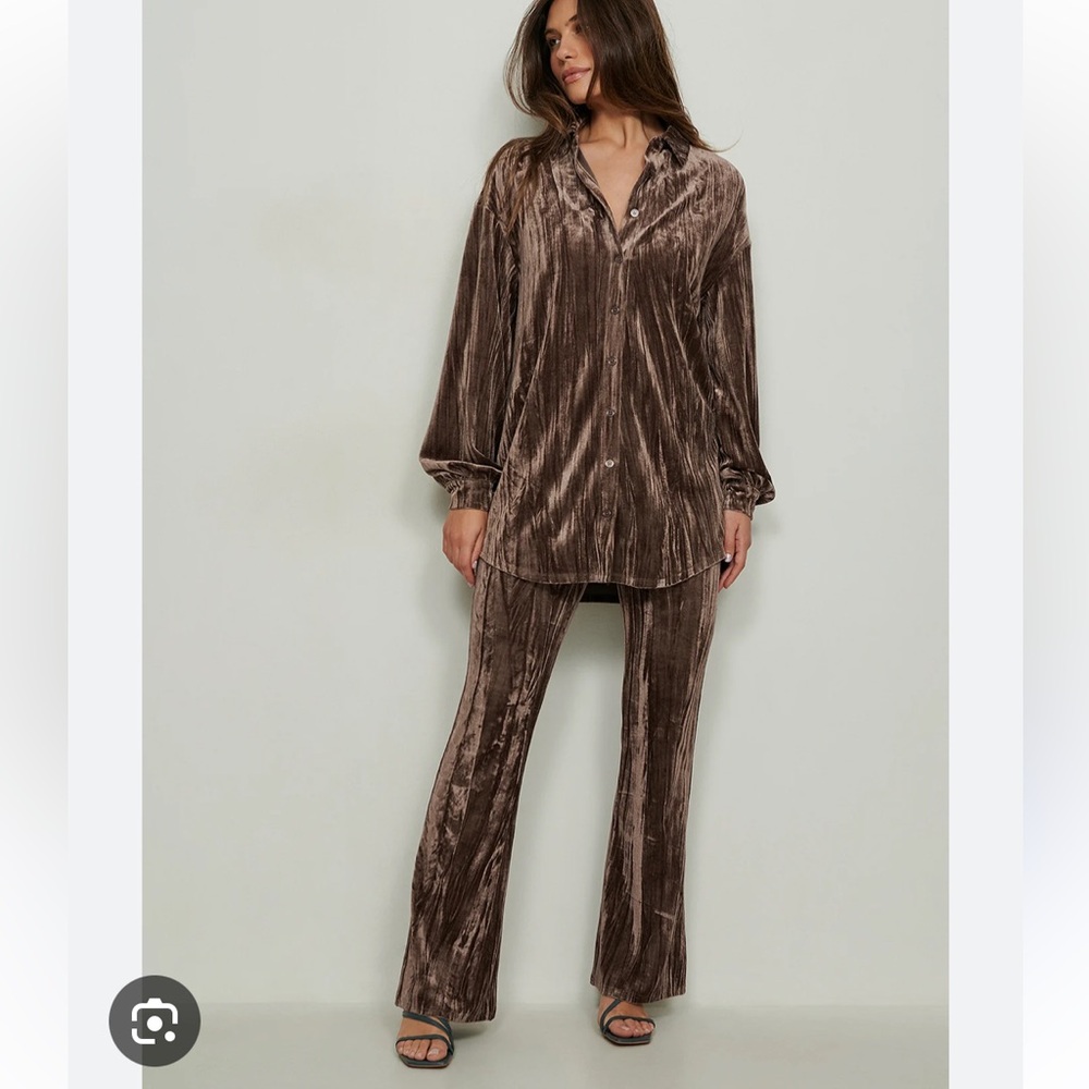 NA-KD brown velvet set